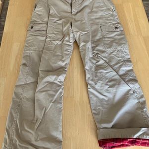 Men’s tan lined cargo pants. Eddie Bauer 34x32.